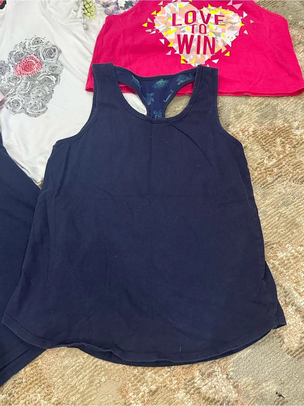 Justice. Sea turtle, Seahorse, Black, White & Fuchsia Tank Top Mix (9 Total)
